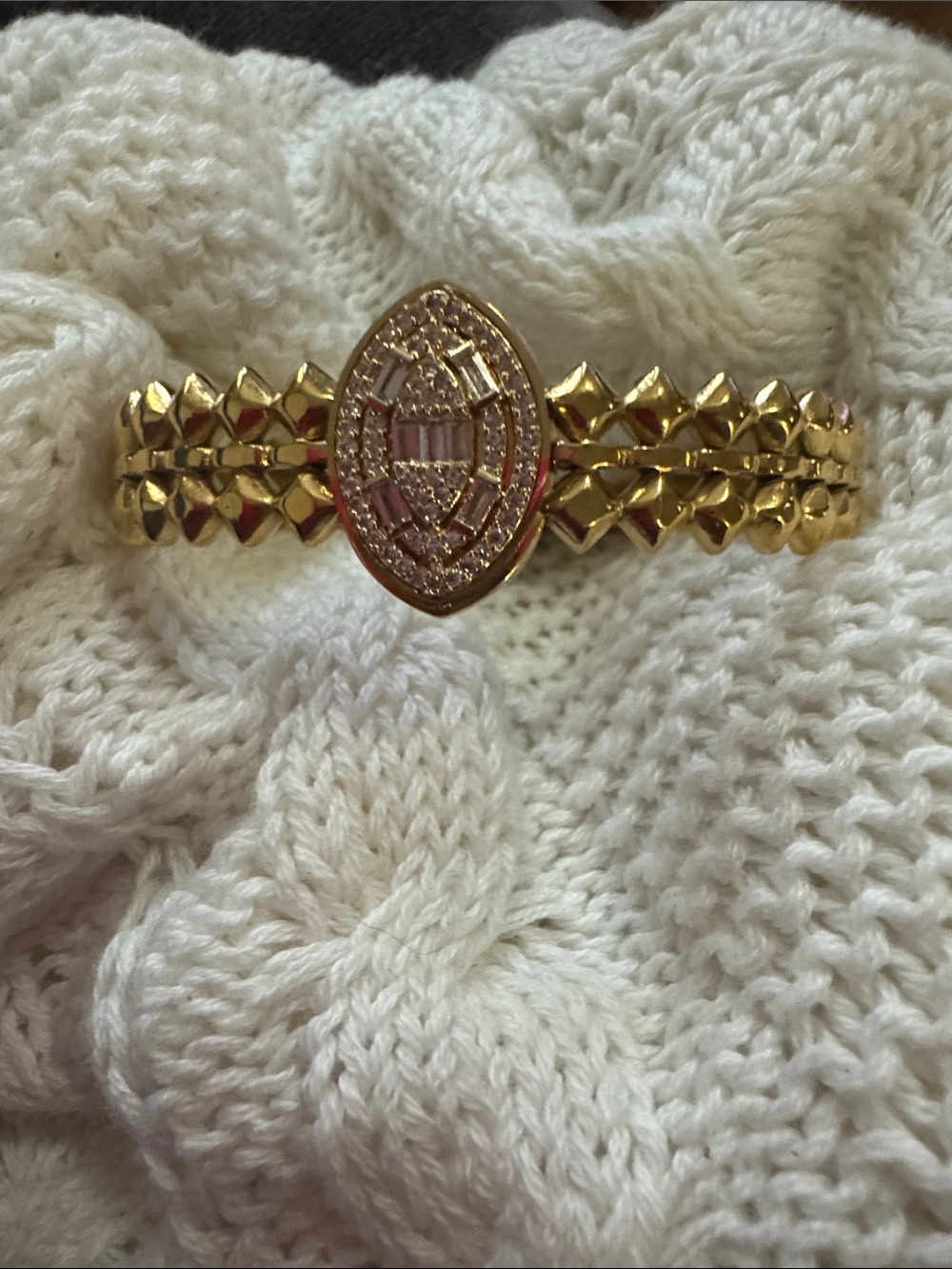 Stainless steel Pave Marquise Statement Bracelet - Gold